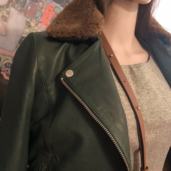 NWT leather jacket faux fur collar Made in Spain. - Picture 4 of 12